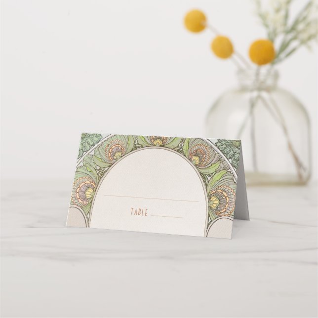 Tarjetas de nombre Tabla de Boda Art Nouveau vinta (Anverso)