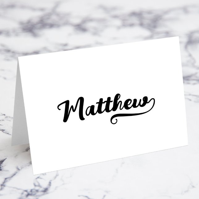 Tarjetas de nombre y lugar con Bold Brush Script W (Bold Brush Script W Swash Name Place Cards)