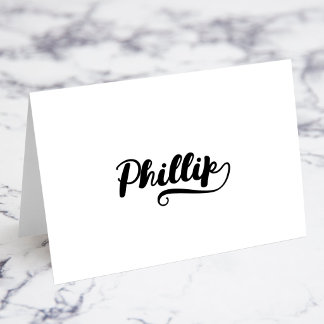 Tarjetas de nombre y lugar con letra P Swash Bold 