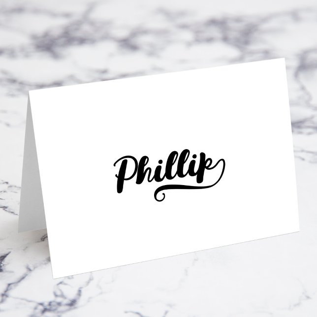 Tarjetas de nombre y lugar con letra P Swash Bold  (Bold Brush Script P Swash Name Place Cards)
