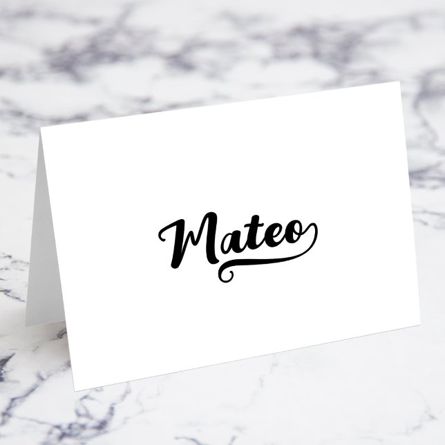 Tarjetas de nombre y lugar con Swash final de Bold (Bold Brush Script End O Swash Name Place Cards)