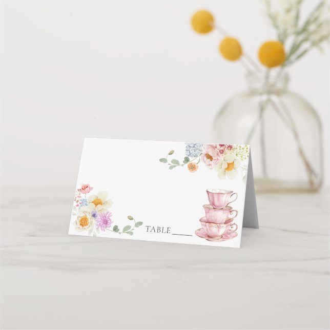 Tarjetas de nombre y lugar para la fiesta de té de (Anverso)