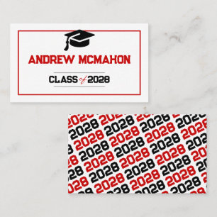 Tarjetas de nombres de graduados rojas y negras mo