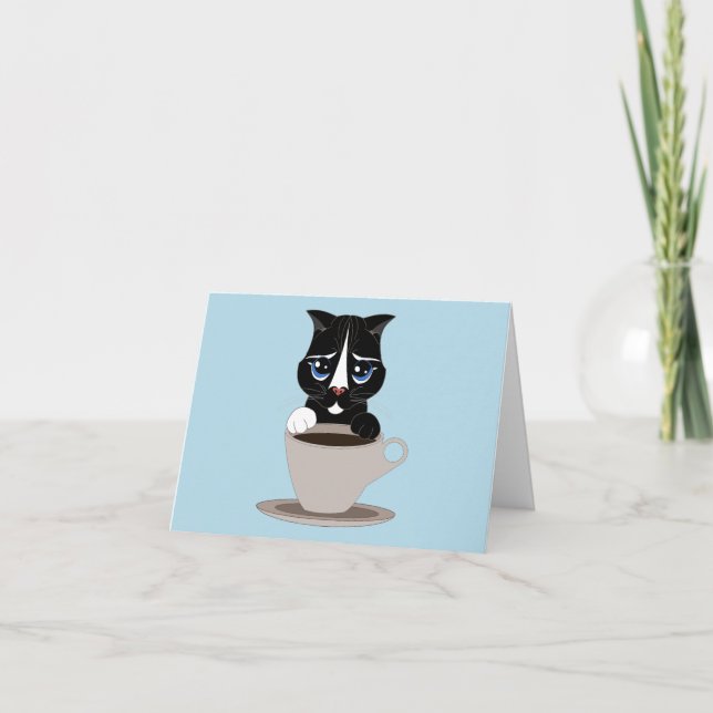 TARJETAS DE NOTA ART NOTE DE TUXEDO CAT COFFEE (Anverso)