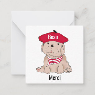 Tarjetas de nota Beau Merci 2.5x2.5