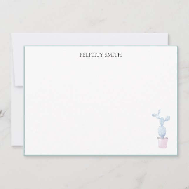 Tarjetas de nota Cactus Botánico Moderno Plano Ele (Anverso)