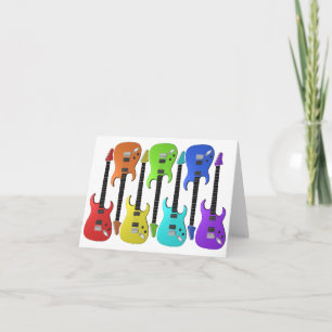 Tarjetas de nota coloridas de las guitarras