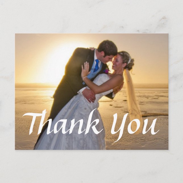 Tarjetas de nota de agradecimiento de foto de boda (Anverso)