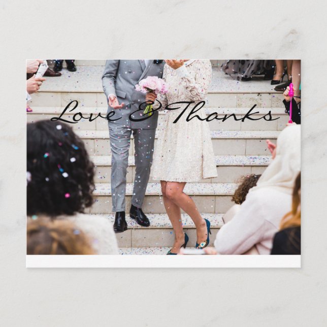 Tarjetas de nota de agradecimiento de foto de boda (Anverso)