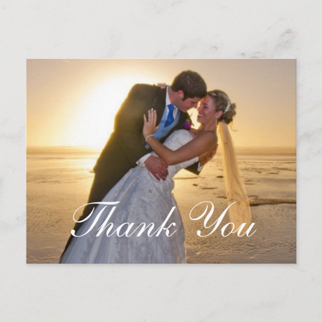 Tarjetas de nota de agradecimiento de foto de boda (Anverso)