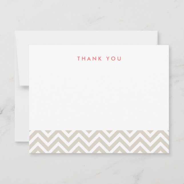 Tarjetas de Nota de agradecimiento de Linen Beige  (Anverso)