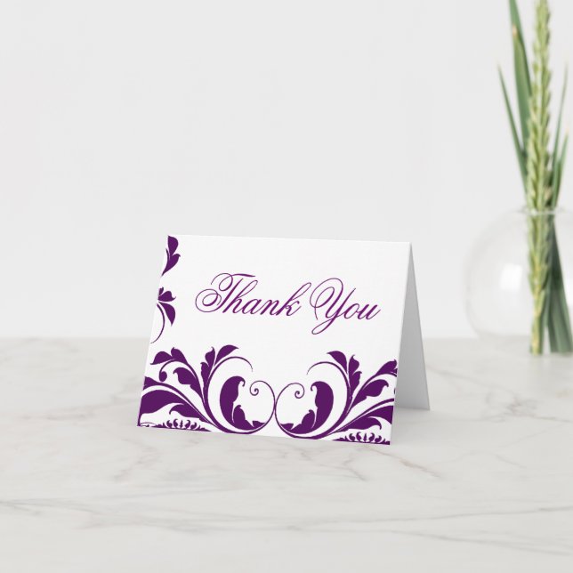 Tarjetas de nota de agradecimiento de Moda morado (Anverso)