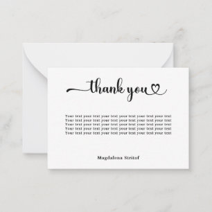 Tarjetas de nota de agradecimiento de script