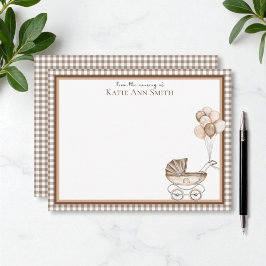 Tarjetas de nota de agradecimiento neutrales de Ba