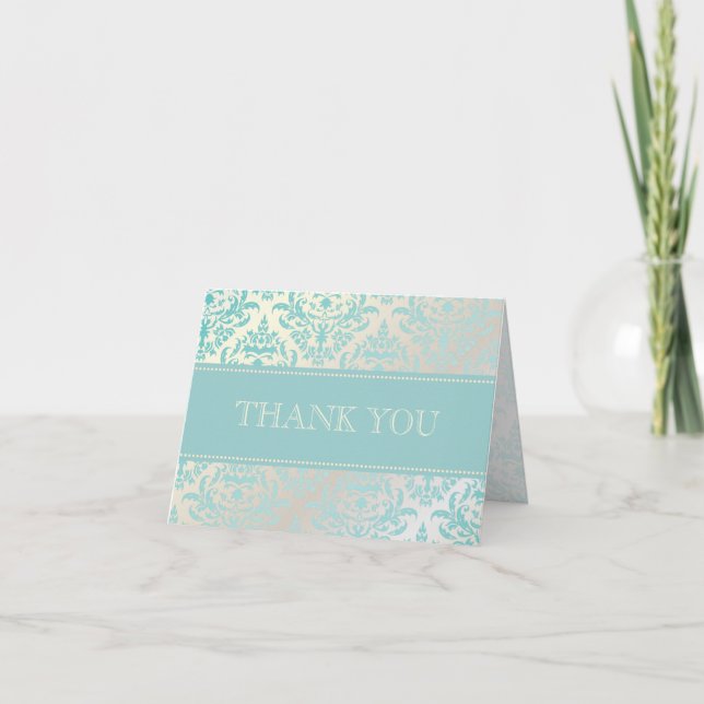 Tarjetas de nota de agradecimiento Pearl + Blue Da (Anverso)