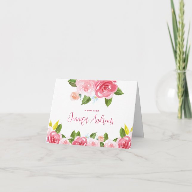 Tarjetas de nota de agradecimiento por flores rosa (Anverso)
