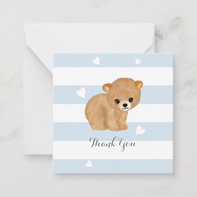 Tarjetas de nota de Blue Heart Bear (Anverso)