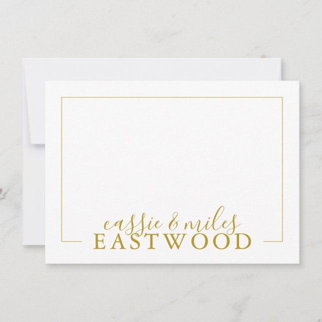 Tarjetas de nota de boda de Serif con nombre de pa (Anverso)