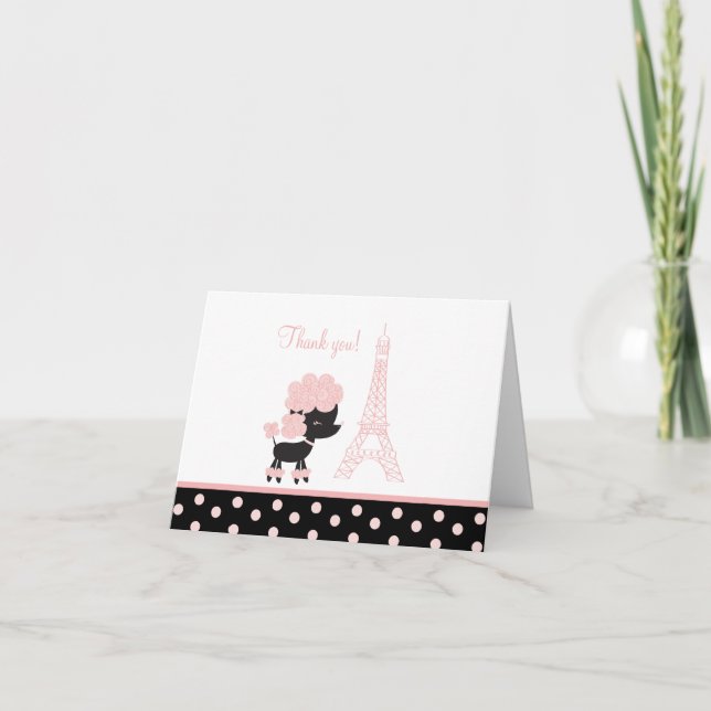 Tarjetas de nota de cartón francés negro/rosa Grac (Anverso)