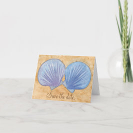 Tarjetas de nota de conchas marinas azules y morad