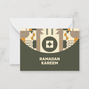 Tarjetas de nota de Eid geométricas de tono tierra