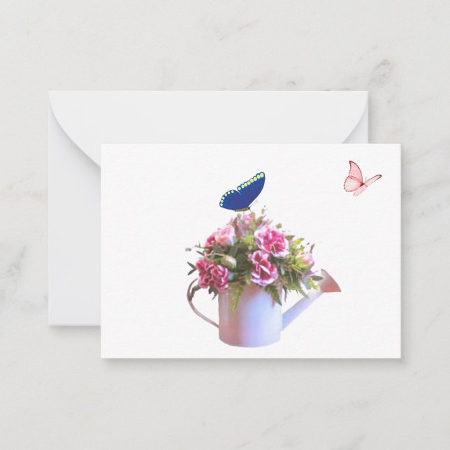 Tarjetas De Nota De Flores Y Mariposas (Anverso)