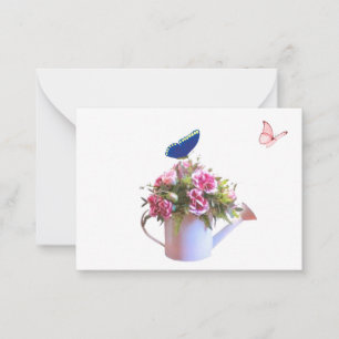 Tarjetas De Nota De Flores Y Mariposas