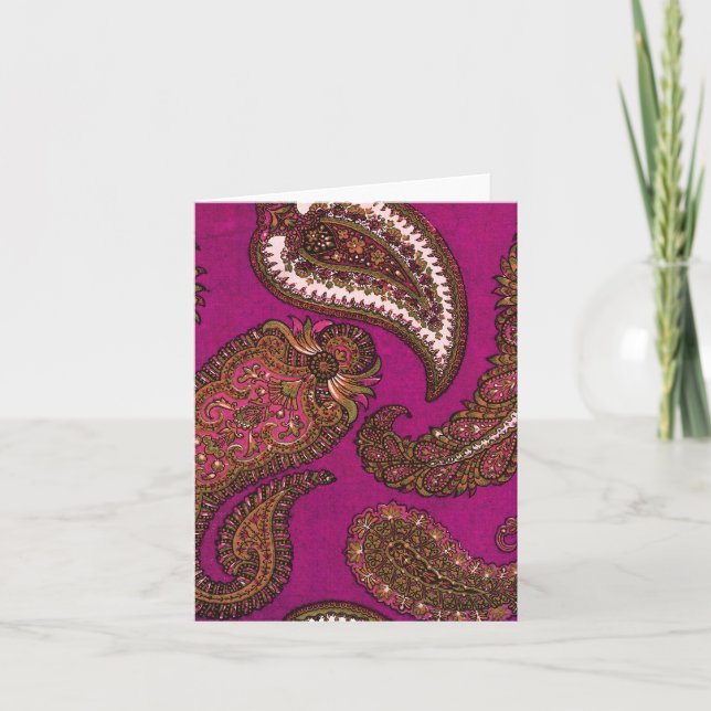 Tarjetas de nota de Fuscia Paisley (Anverso)