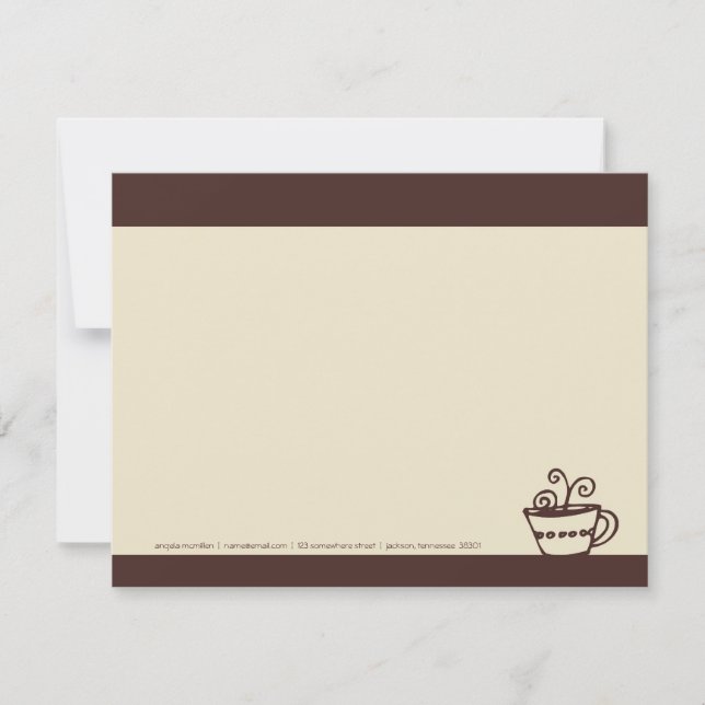 Tarjetas de nota de la taza de café de Brown y de (Anverso)