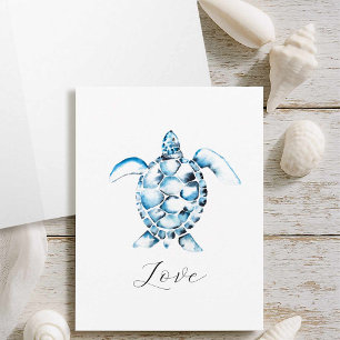 Tarjetas De Nota De La Tortuga Del Mar De Acuarela