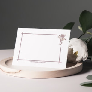 Tarjetas de nota de nombre floral marrón