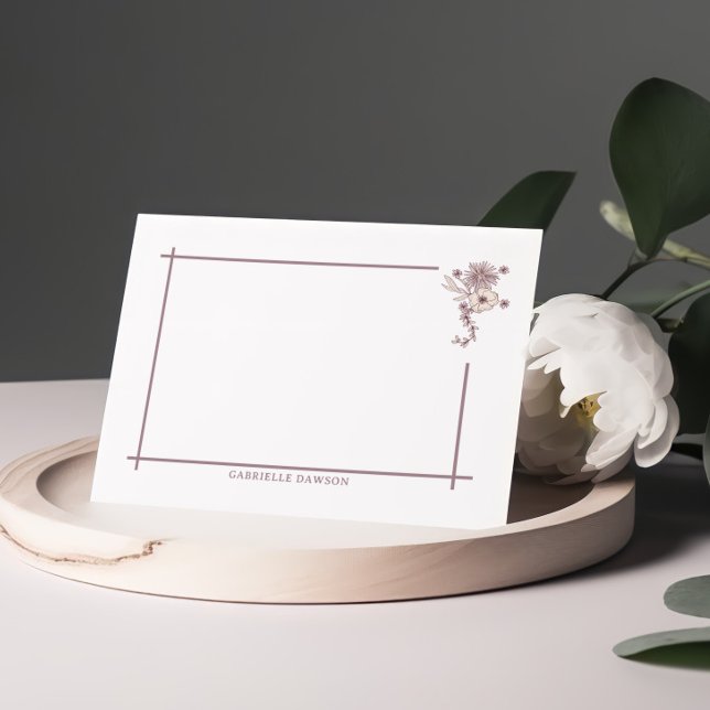 Tarjetas de nota de nombre floral marrón (Subido por el creador)