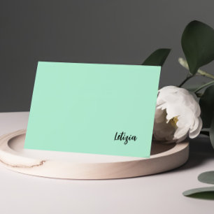 Tarjetas de nota de nombre manuscrito verde para l