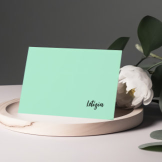 Tarjetas de nota de nombre manuscrito verde para l