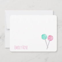 Tarjetas de nota de piruletas de acuarela personal