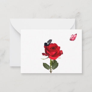 Tarjetas De Nota De Rosa Y Mariposas