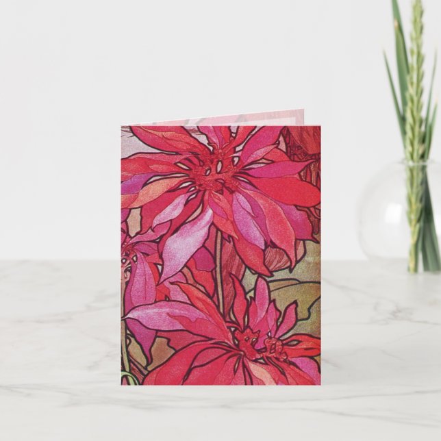 Tarjetas de nota del navidad de los Poinsettias de (Anverso)