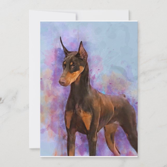 Tarjetas de nota - Doberman rojo sobre fondo de ac (Anverso)
