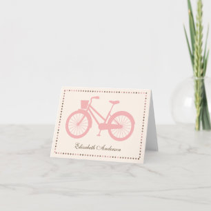 Tarjetas de nota dobladas bicicleta rosada