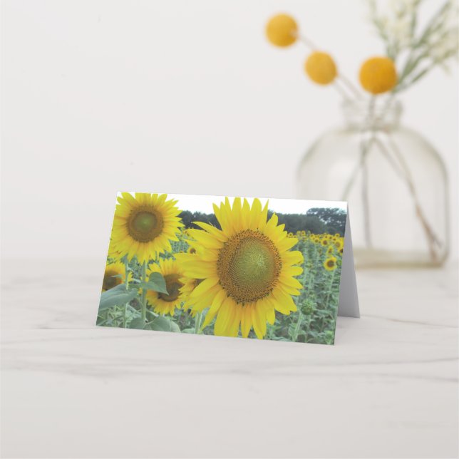 Tarjetas de nota dobladas girasol alegre (Anverso)