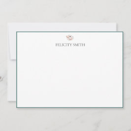 Tarjetas de nota Elegante Flor Botánica Plana Mode