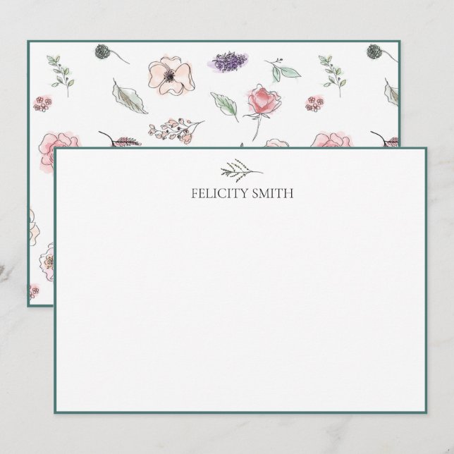 Tarjetas de nota Elegante Foliage Botánico Moderno (Anverso / Reverso)