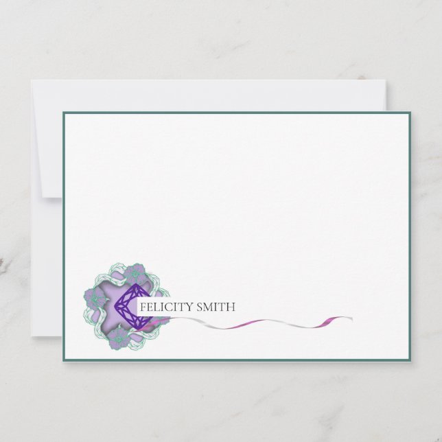 Tarjetas de nota Elegante Plano Moderno Azul Botán (Anverso)