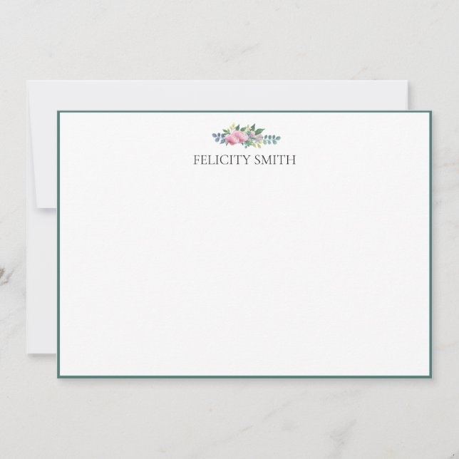 Tarjetas de nota Elegantes Peonias botánicas plana (Anverso)