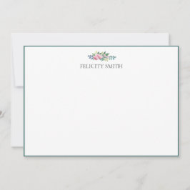 Tarjetas de nota Elegantes Peonias botánicas plana