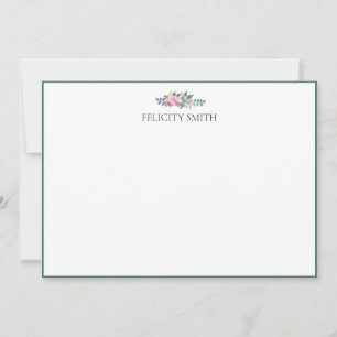 Tarjetas de nota Elegantes Peonias botánicas plana