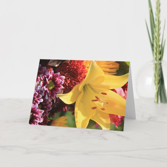 Tarjetas de nota florales, Amaryllis amarillo, (Anverso)