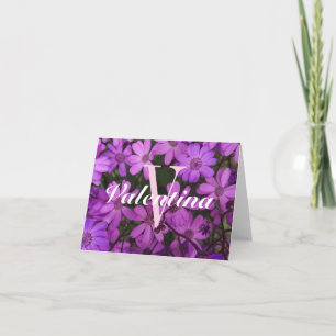 Tarjetas de nota fotográfica floral con monograma 
