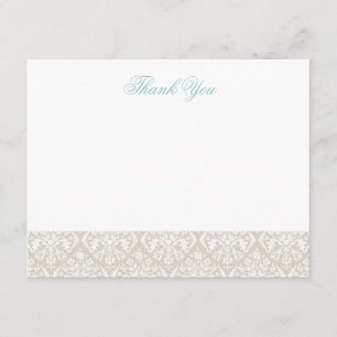 Tarjetas de Nota Linen Beige Elegant Damask