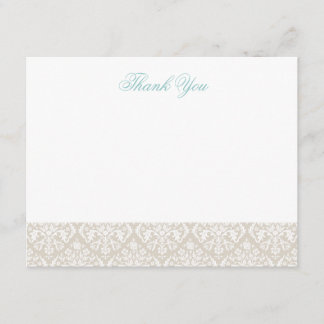 Tarjetas de Nota Linen Beige Elegant Damask